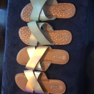 Gold & Mint glitter sandals